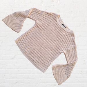 Ellen Tracy Women's Scoop Neck PEACH Sweater with Bell Sleeves, Size Large